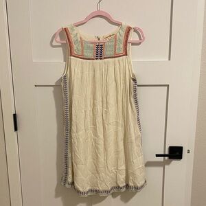Elegant Cream Woman’s Dress with Embroidery